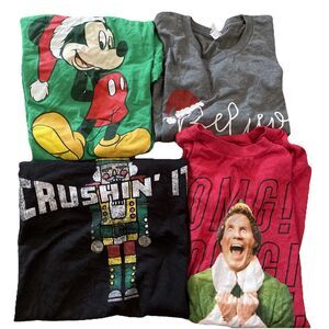 4 Piece Christmas Shirt LOT Size Small Disney MICKEY MOUSE ELF